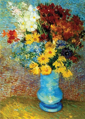 Flowers in a Blue Vase