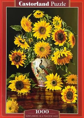 Sunflowers In A Peacock Vase