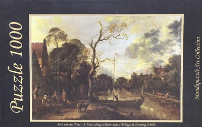 A View Along a River Near a Village at Evening (1660)