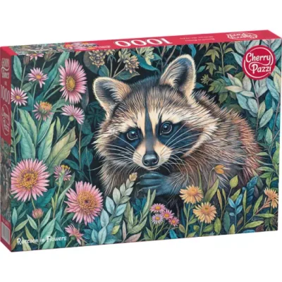 Raton laveur en fleurs