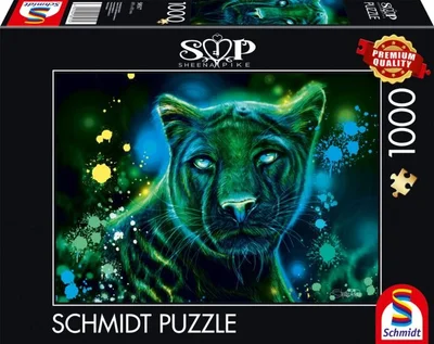 Neon blue green panther
