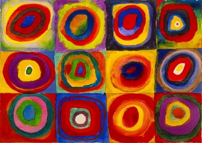 Color Study - Squares with Concentric Circles