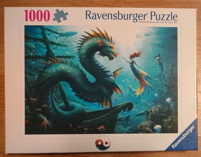 Enchanted depths: Dragon, mermaid and turtles