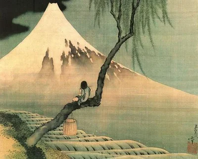 Boy Viewing Mount Fuji