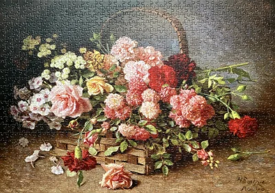 A Basket of Roses and Carnations