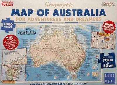 Geographic Map of Australia for Adventurers and Dreamers