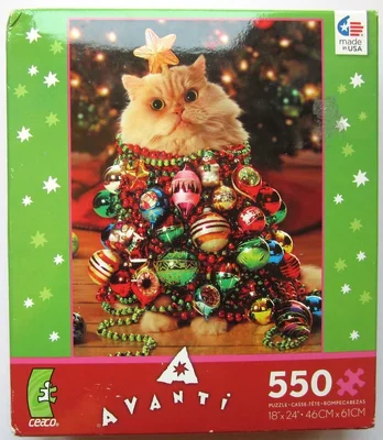 Cat with Christmas Baubles