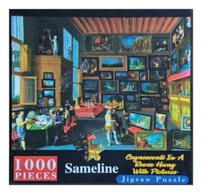 Cognoscenti in a room hung with pictures
