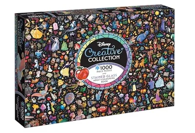 Disney: Stained Glass Adult Colouring Book and Puzzle