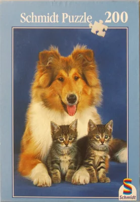A dog and his kitty friends
