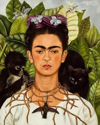 Self-Portrait with Thorne Necklace and a Hummingbird