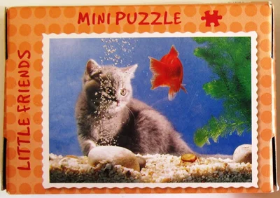 Grey Kitten with Goldfish