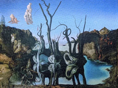 Swans Reflecting Elephants