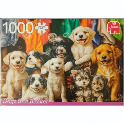 Dogs in the a basket