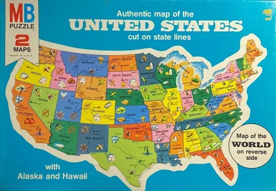 Authentic map of the UNITED STATES cut on state lines