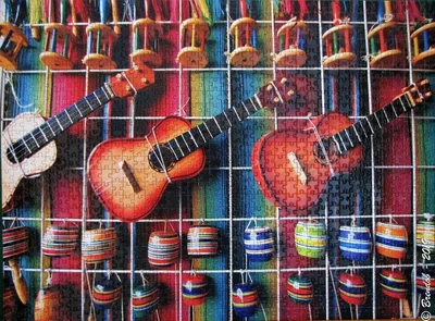 Colorful Mexican Guitar Display