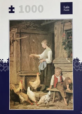 Mädchen die Hühner Fütternd
