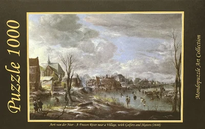 A Frozen River Near a Village, with Golfers and Skaters (1648)