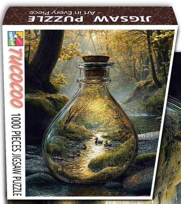 Golden forest river bottle