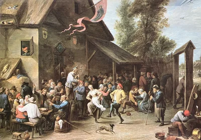 Peasants Feasting and Dancing Outside a Tavern