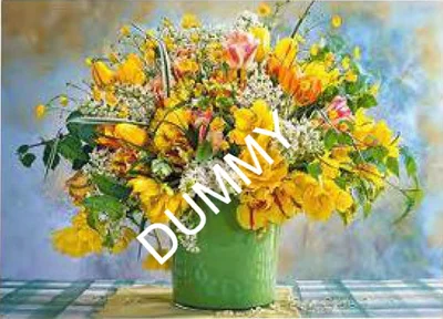 Spring Flowers in Green Vase