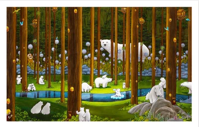 Polar bears in the forest