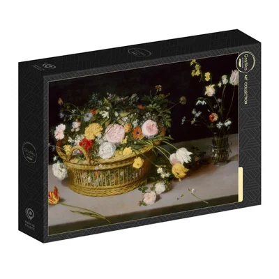 Flowers in a Basket and a Vase, 1615