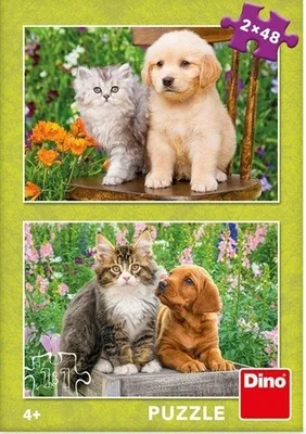 Dog and Cat in the Garden