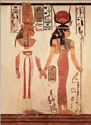 Queen Nefertari Being Led by Isis